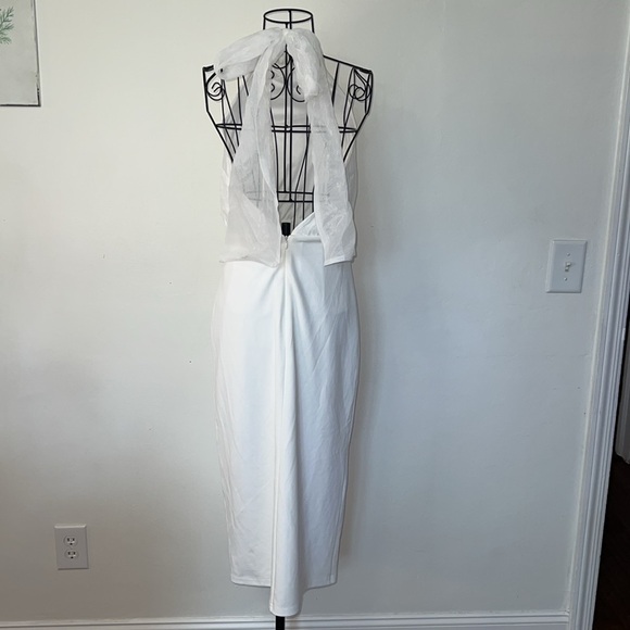 Lulus Glamorous Promise White Organza Halter Bodycon Midi Dress - Picture 7 of 10